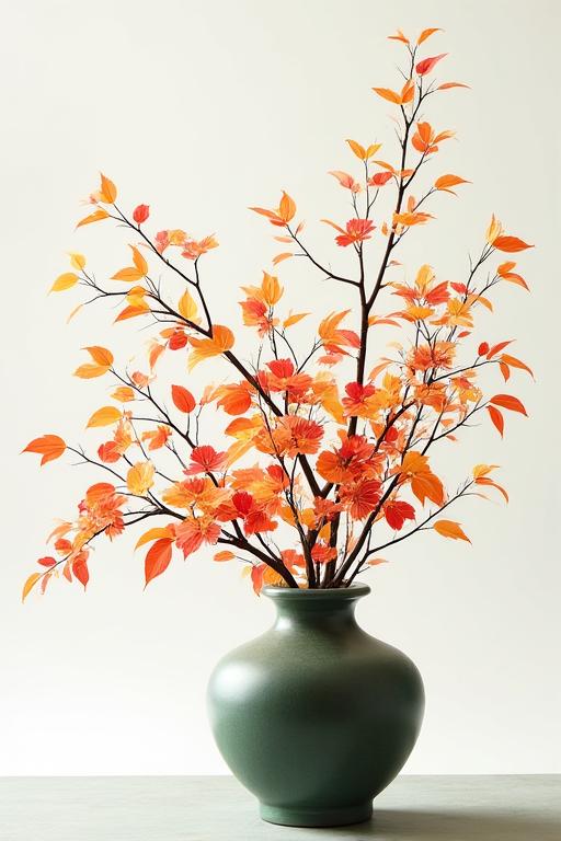 紅葉をテーマにした生け花作品